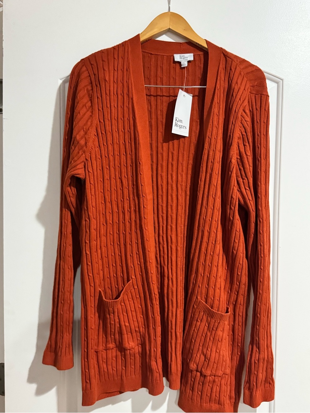Nwts Kim Rogers Orange Sweater Cardigan Sz Large